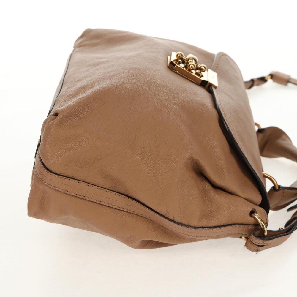 Chloe Elsie Hand Bag Leather 2way Beige Gold Auth BA8869 - Picture 4 of 16